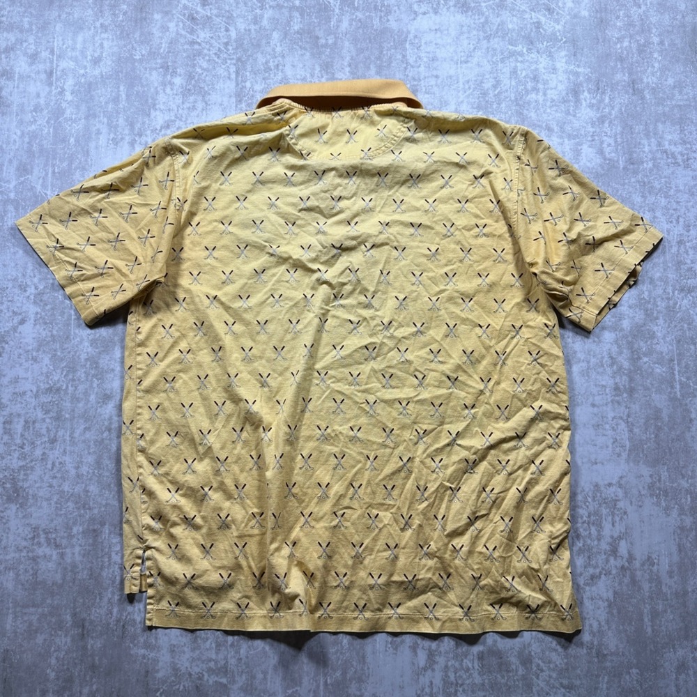 Pebble Beach Polo Shirt Mens Medium Yellow Golf Club Print Mercerized Cotton USA - Picture 7 of 7